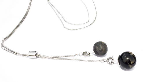 Lariat RVS ketting met 2 as in glaskralen